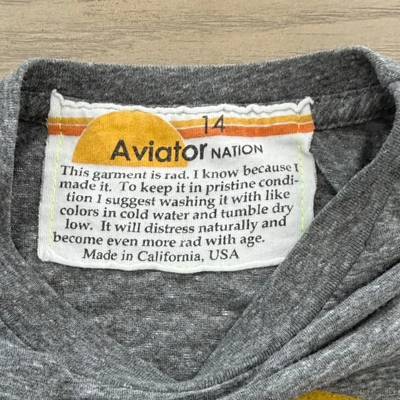 KID'S (sz14) AVIATOR NATION ASPEN TEE - HEATHER GREY - Picture 4 of 7